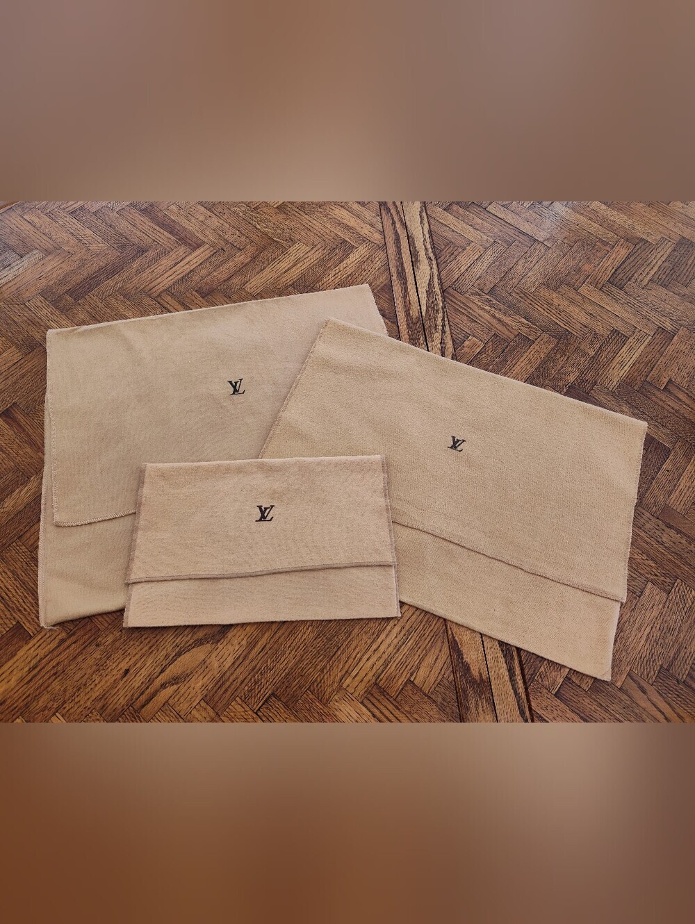 Authentic LOUIS VUITTON Dust Bag Set Large Medium Small Flannel Handbag Cover